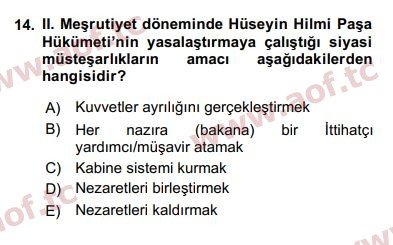 2020 Türk İdare Tarihi Final 14. Çıkmış Sınav Sorusu