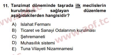 2020 Türk İdare Tarihi Yaz Okulu 11. Çıkmış Sınav Sorusu