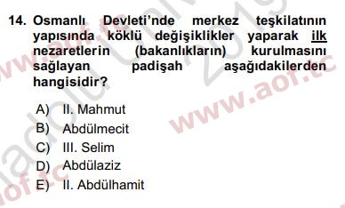 2020 Türk İdare Tarihi Yaz Okulu 14. Çıkmış Sınav Sorusu