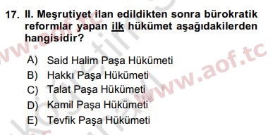 2020 Türk İdare Tarihi Yaz Okulu 17. Çıkmış Sınav Sorusu