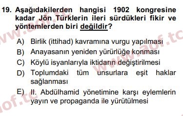 2020 Türk İdare Tarihi Yaz Okulu 19. Çıkmış Sınav Sorusu