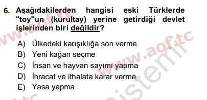 2020 Türk İdare Tarihi Yaz Okulu 6. Çıkmış Sınav Sorusu