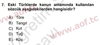 2020 Türk İdare Tarihi Yaz Okulu 7. Çıkmış Sınav Sorusu