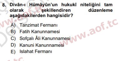 2020 Türk İdare Tarihi Yaz Okulu 8. Çıkmış Sınav Sorusu