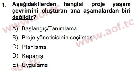 2014 Proje Yönetimi Arasınav 1. Çıkmış Sınav Sorusu