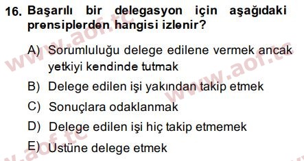 2014 Proje Yönetimi Arasınav 16. Çıkmış Sınav Sorusu