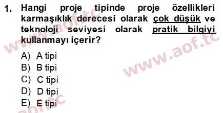 2015 Proje Yönetimi Final 1. Çıkmış Sınav Sorusu