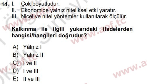 2021 İktisada Giriş 2 Yaz Okulu 14. Çıkmış Sınav Sorusu