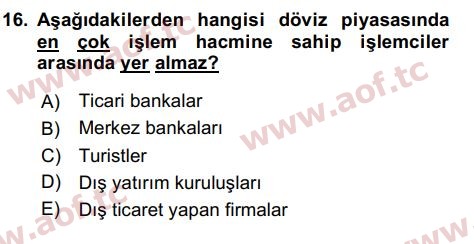 2021 İktisada Giriş 2 Yaz Okulu 16. Çıkmış Sınav Sorusu