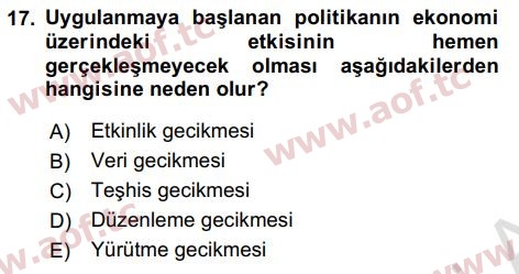 2021 İktisada Giriş 2 Yaz Okulu 17. Çıkmış Sınav Sorusu
