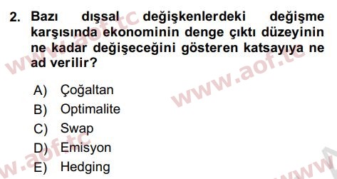 2021 İktisada Giriş 2 Yaz Okulu 2. Çıkmış Sınav Sorusu