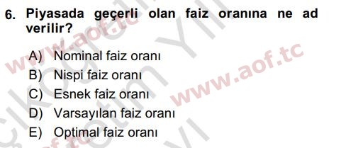 2021 İktisada Giriş 2 Yaz Okulu 6. Çıkmış Sınav Sorusu