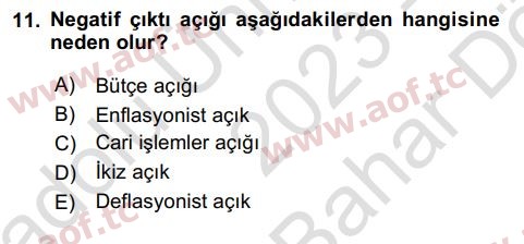 2024 İktisada Giriş 2 Arasınav 11. Çıkmış Sınav Sorusu