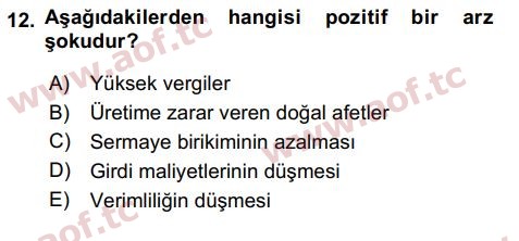 2024 İktisada Giriş 2 Arasınav 12. Çıkmış Sınav Sorusu