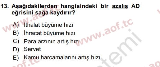 2024 İktisada Giriş 2 Arasınav 13. Çıkmış Sınav Sorusu