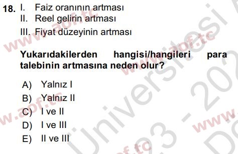 2024 İktisada Giriş 2 Arasınav 18. Çıkmış Sınav Sorusu