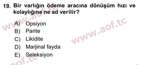 2024 İktisada Giriş 2 Arasınav 19. Çıkmış Sınav Sorusu