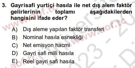 2024 İktisada Giriş 2 Arasınav 3. Çıkmış Sınav Sorusu