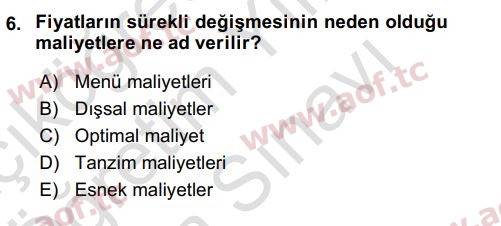 2024 İktisada Giriş 2 Arasınav 6. Çıkmış Sınav Sorusu