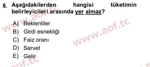 2024 İktisada Giriş 2 Arasınav 8. Çıkmış Sınav Sorusu