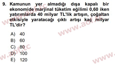 2024 İktisada Giriş 2 Arasınav 9. Çıkmış Sınav Sorusu