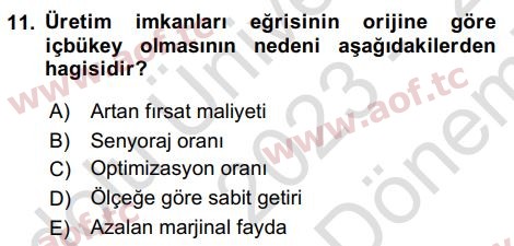 2024 İktisada Giriş 2 Final 11. Çıkmış Sınav Sorusu