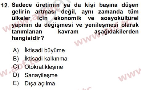 2024 İktisada Giriş 2 Final 12. Çıkmış Sınav Sorusu