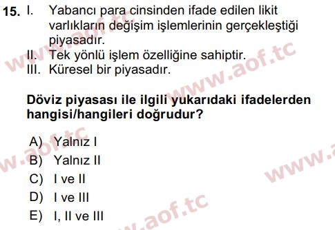 2024 İktisada Giriş 2 Final 15. Çıkmış Sınav Sorusu