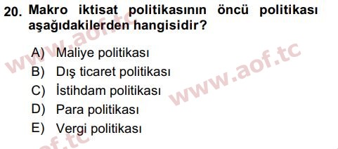 2024 İktisada Giriş 2 Final 20. Çıkmış Sınav Sorusu