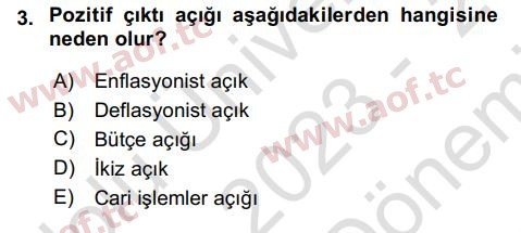 2024 İktisada Giriş 2 Final 3. Çıkmış Sınav Sorusu