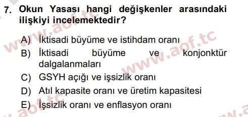 2024 İktisada Giriş 2 Final 7. Çıkmış Sınav Sorusu
