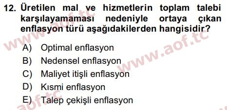 2024 İktisada Giriş 2 Yaz Okulu 12. Çıkmış Sınav Sorusu