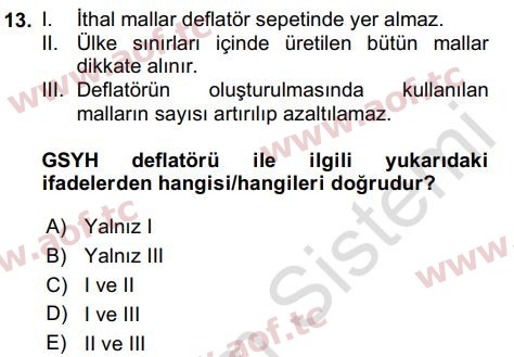 2024 İktisada Giriş 2 Yaz Okulu 13. Çıkmış Sınav Sorusu