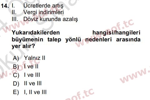 2024 İktisada Giriş 2 Yaz Okulu 14. Çıkmış Sınav Sorusu