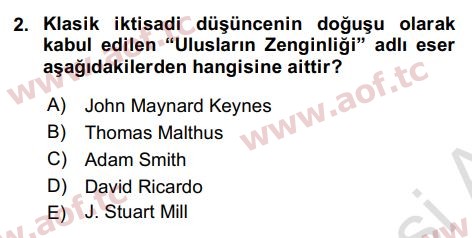 2024 İktisada Giriş 2 Yaz Okulu 2. Çıkmış Sınav Sorusu