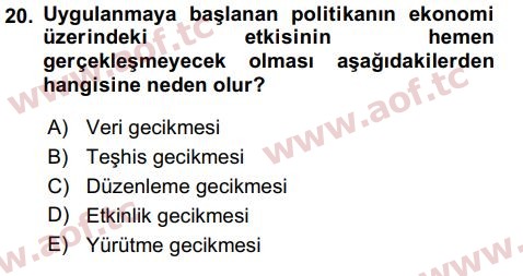 2024 İktisada Giriş 2 Yaz Okulu 20. Çıkmış Sınav Sorusu