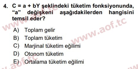 2024 İktisada Giriş 2 Yaz Okulu 4. Çıkmış Sınav Sorusu