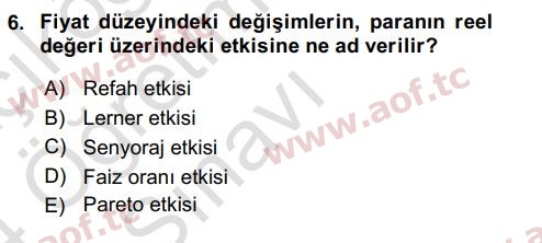 2024 İktisada Giriş 2 Yaz Okulu 6. Çıkmış Sınav Sorusu