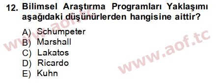 2015 İktisadi Düşünceler Tarihi Arasınav 12. Çıkmış Sınav Sorusu