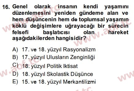 2015 İktisadi Düşünceler Tarihi Arasınav 16. Çıkmış Sınav Sorusu