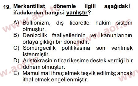 2015 İktisadi Düşünceler Tarihi Arasınav 19. Çıkmış Sınav Sorusu