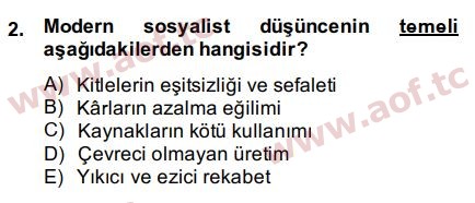 2015 İktisadi Düşünceler Tarihi Arasınav 2. Çıkmış Sınav Sorusu