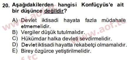 2015 İktisadi Düşünceler Tarihi Arasınav 20. Çıkmış Sınav Sorusu