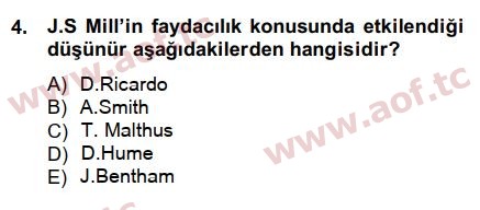 2015 İktisadi Düşünceler Tarihi Arasınav 4. Çıkmış Sınav Sorusu