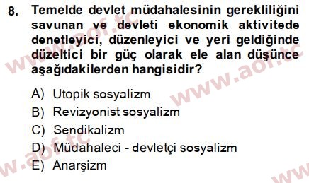 2015 İktisadi Düşünceler Tarihi Arasınav 8. Çıkmış Sınav Sorusu