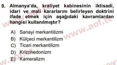 2016 İktisadi Düşünceler Tarihi Arasınav 9. Çıkmış Sınav Sorusu