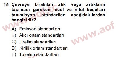 2014 Doğal Kaynaklar ve Çevre Ekonomisi Final 15. Çıkmış Sınav Sorusu