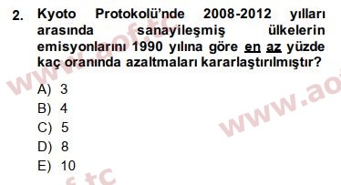 2014 Doğal Kaynaklar ve Çevre Ekonomisi Final 2. Çıkmış Sınav Sorusu