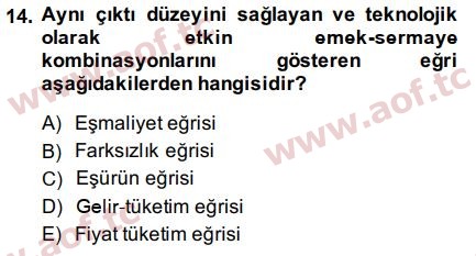 2015 Mikro İktisat Arasınav 14. Çıkmış Sınav Sorusu