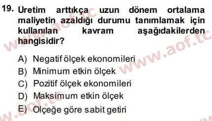 2015 Mikro İktisat Arasınav 19. Çıkmış Sınav Sorusu